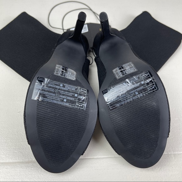 🚫SOLD🚫 NWT Black Peep Toe Stiletto Ankle High Heels Stretchy Sock Style - Picture 8 of 16